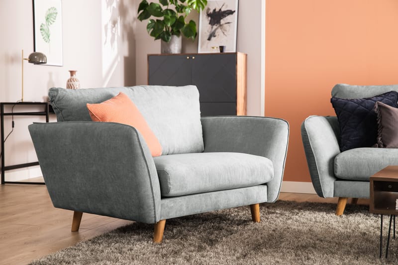 Trend Lyx 3-seters Høyrevendt L-formet Sjeselongsofa i Stoff - Grå - Møbler - Sofaer - Sofaer med sjeselong - 4 seters sofa med divan
