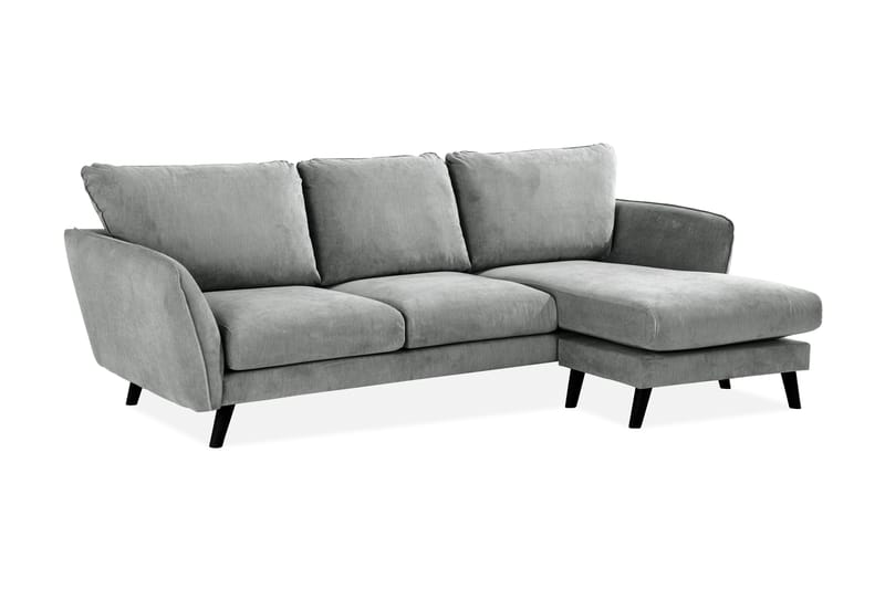 Trend Lyx 3-seters Høyrevendt L-formet Sjeselongsofa i Stoff - Grå - Møbler - Sofaer - Sofaer med sjeselong - 4 seters sofa med divan