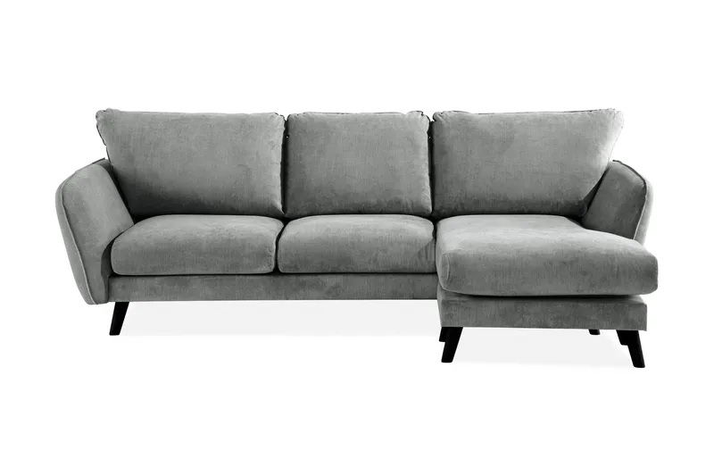 Trend Lyx 3-seters Høyrevendt L-formet Sjeselongsofa i Stoff, Grå