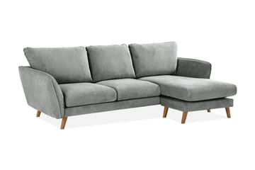 Trend Lyx 3-seters Høyrevendt L-formet Sjeselongsofa i Stoff - Grå - Møbler - Sofaer - Sofaer med sjeselong - 4 seters sofa med divan