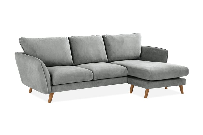 Trend Lyx 3-seters Høyrevendt L-formet Sjeselongsofa i Stoff - Grå - Møbler - Sofaer - Sofaer med sjeselong - 4 seters sofa med divan