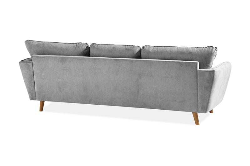 Trend Lyx 3-seters Høyrevendt L-formet Sjeselongsofa i Stoff - Grå - Møbler - Sofaer - Sofaer med sjeselong - 4 seters sofa med divan