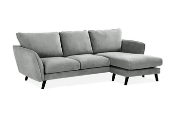 Trend Lyx 3-seters Høyrevendt L-formet Sjeselongsofa i Stoff - Grå - Møbler - Sofaer - Sofaer med sjeselong - 4 seters sofa med divan