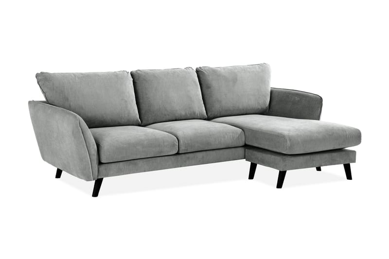 Trend Lyx 3-seters Høyrevendt L-formet Sjeselongsofa i Stoff - Grå - Møbler - Sofaer - Sofaer med sjeselong - 4 seters sofa med divan