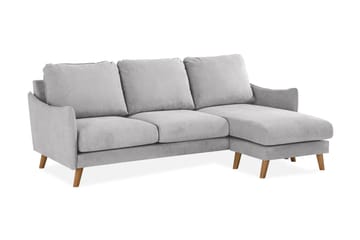 Trend Lyx 3-seters Høyrevendt L-formet Sjeselongsofa i Stoff - Lys grå - Møbler - Sofaer - Sofaer med sjeselong - 4 seters sofa med divan