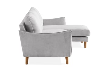 Trend Lyx 3-seters Høyrevendt L-formet Sjeselongsofa i Stoff - Lys grå - Møbler - Sofaer - Sofaer med sjeselong - 4 seters sofa med divan