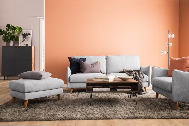 Trend Lyx 3-seters Høyrevendt L-formet Sjeselongsofa i Stoff - Lys grå - Møbler - Sofaer - Sofaer med sjeselong - 4 seters sofa med divan