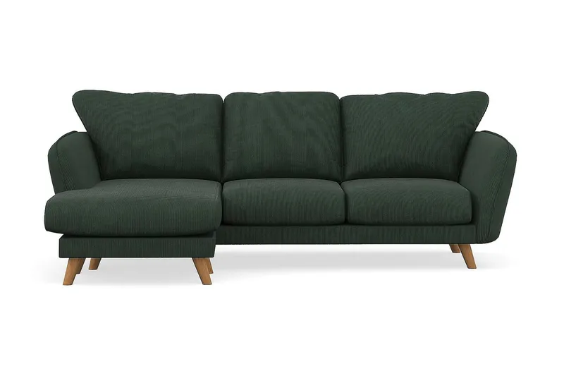 Trend Lyx 3-seters Venstrevendt L-formet Sjeselongsofa i Manchester, Mørkegrønn