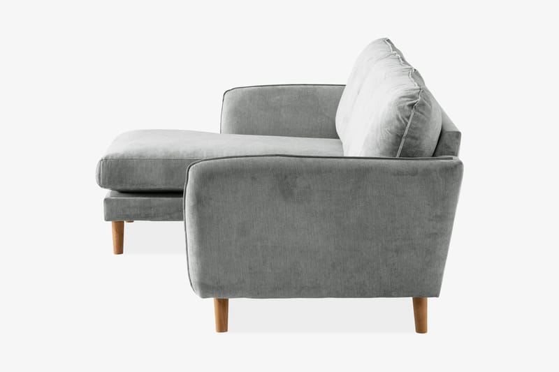 Trend Lyx 3-seters Venstrevendt L-formet Sjeselongsofa i Stoff - Grå - Møbler - Sofaer - Sofaer med sjeselong - 4 seters sofa med divan