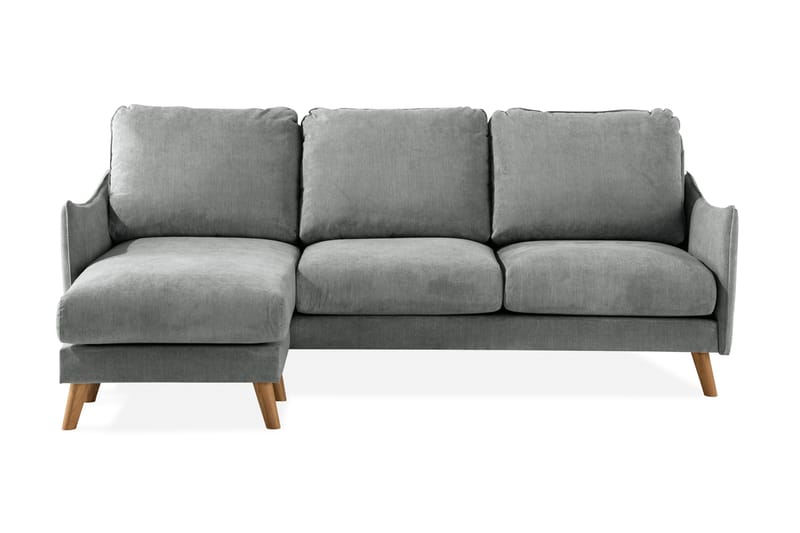 Trend Lyx 3-seters Venstrevendt L-formet Sjeselongsofa i Stoff, Grå