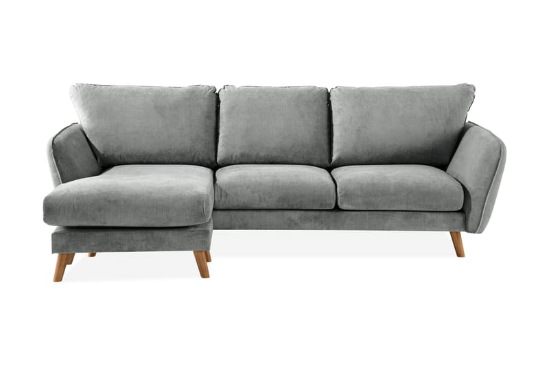 Trend Lyx 3-seters Venstrevendt L-formet Sjeselongsofa i Stoff - Grå - Møbler - Sofaer - Sofaer med sjeselong - 4 seters sofa med divan