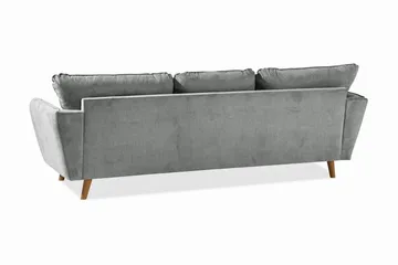 Trend Lyx 3-seters Venstrevendt L-formet Sjeselongsofa i Stoff - Grå - Møbler - Sofaer - Sofaer med sjeselong - 4 seters sofa med divan