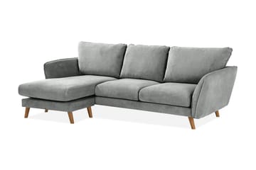 Trend Lyx 3-seters Venstrevendt L-formet Sjeselongsofa i Stoff - Grå - Møbler - Sofaer - Sofaer med sjeselong - 4 seters sofa med divan