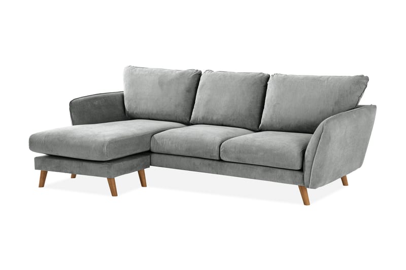 Trend Lyx 3-seters Venstrevendt L-formet Sjeselongsofa i Stoff - Grå - Møbler - Sofaer - Sofaer med sjeselong - 4 seters sofa med divan