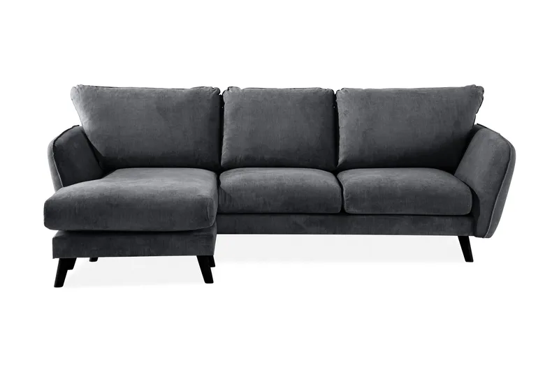 Trend Lyx 3-seters Venstrevendt L-formet Sjeselongsofa i Stoff, Mørk grå