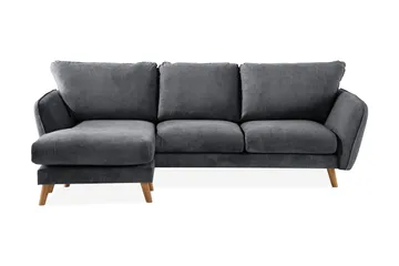 Trend Lyx 3-seters Venstrevendt L-formet Sjeselongsofa i Stoff - Mørk grå - Møbler - Sofaer - Sofaer med sjeselong - 4 seters sofa med divan