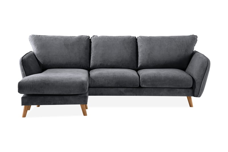 Trend Lyx 3-seters Venstrevendt L-formet Sjeselongsofa i Stoff - Mørk grå - Møbler - Sofaer - Sofaer med sjeselong - 4 seters sofa med divan