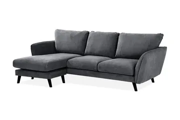 Trend Lyx 3-seters Venstrevendt L-formet Sjeselongsofa i Stoff - Mørk grå - Møbler - Sofaer - Sofaer med sjeselong - 4 seters sofa med divan