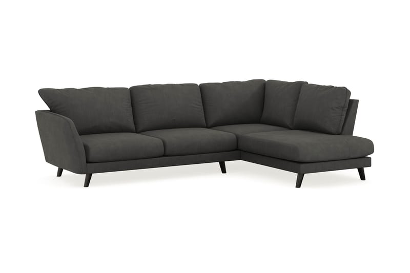 Trend Lyx 4-seters Høyrevendt L-formet Sjeselongsofa i Manchester - Mørkegrå - Møbler - Sofaer - Sofaer med sjeselong - 4 seters sofa med divan