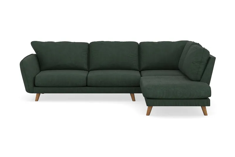 Trend Lyx 4-seters Høyrevendt L-formet Sjeselongsofa i Manchester, Mørkegrønn