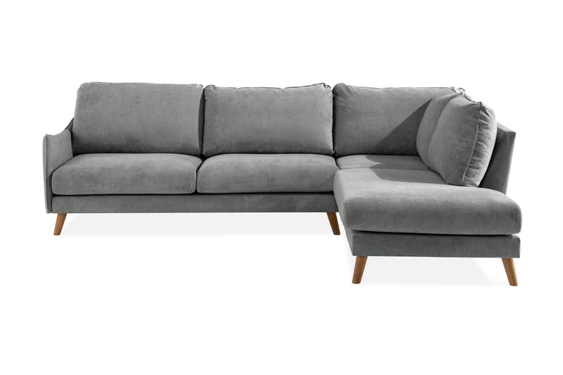 Trend Lyx 4-seters Høyrevendt L-formet Sjeselongsofa i Stoff - Grå - Møbler - Sofaer - Sofaer med sjeselong - 4 seters sofa med divan