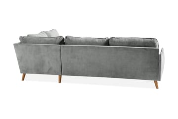 Trend Lyx 4-seters Høyrevendt L-formet Sjeselongsofa i Stoff - Grå - Møbler - Sofaer - Sofaer med sjeselong - 4 seters sofa med divan