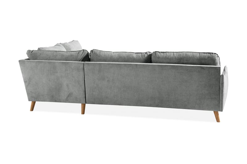 Trend Lyx 4-seters Høyrevendt L-formet Sjeselongsofa i Stoff - Grå - Møbler - Sofaer - Sofaer med sjeselong - 4 seters sofa med divan