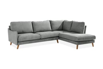 Trend Lyx 4-seters Høyrevendt L-formet Sjeselongsofa i Stoff - Grå - Møbler - Sofaer - Sofaer med sjeselong - 4 seters sofa med divan