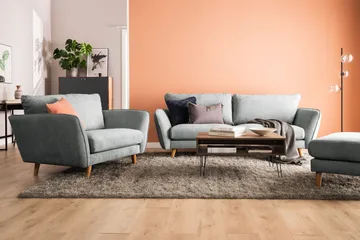 Trend Lyx 4-seters Høyrevendt L-formet Sjeselongsofa i Stoff - Grå - Møbler - Sofaer - Sofaer med sjeselong - 4 seters sofa med divan