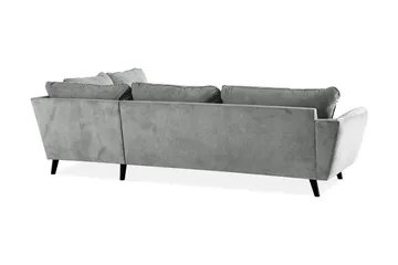 Trend Lyx 4-seters Høyrevendt L-formet Sjeselongsofa i Stoff - Grå - Møbler - Sofaer - Sofaer med sjeselong - 4 seters sofa med divan