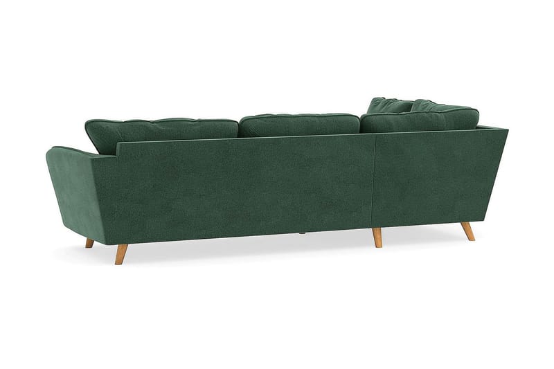 Trend Lyx 4-seters Venstrevendt L-formet Sjeselongsofa i Fløyel - Mørkegrønn - Møbler - Sofaer - Sofaer med sjeselong - 4 seters sofa med divan