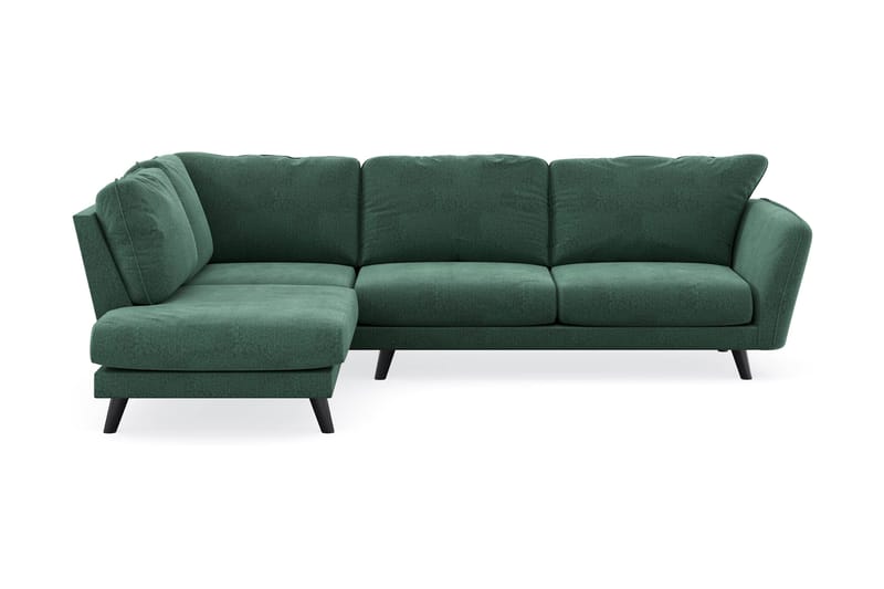 Trend Lyx 4-seters Venstrevendt L-formet Sjeselongsofa i Fløyel, Mørkegrønn
