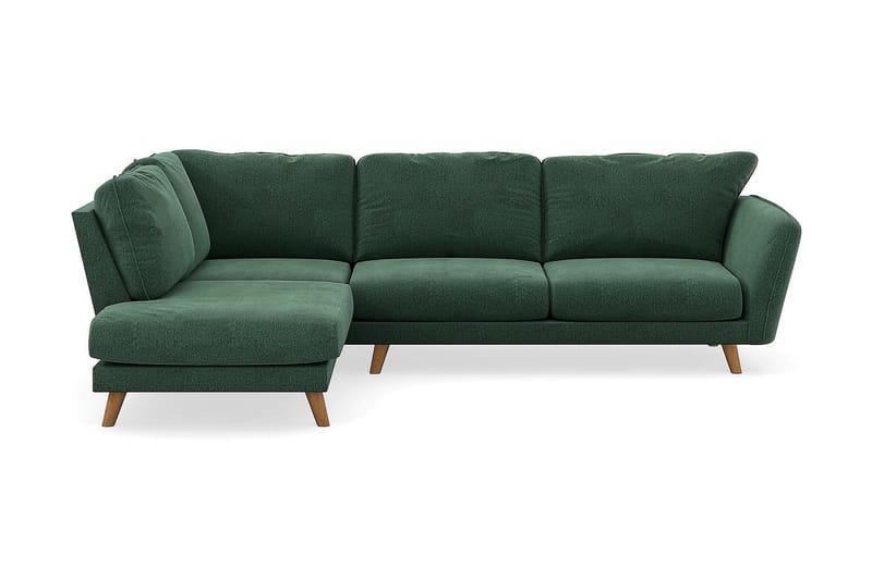 Trend Lyx 4-seters Venstrevendt L-formet Sjeselongsofa i Fløyel, Mørkegrønn