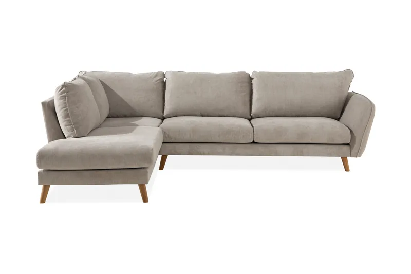 Trend Lyx 4-seters Venstrevendt L-formet Sjeselongsofa i Stoff, Beige