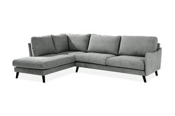 Trend Lyx 4-seters Venstrevendt L-formet Sjeselongsofa i Stoff - Grå - Møbler - Sofaer - Sofaer med sjeselong - 4 seters sofa med divan
