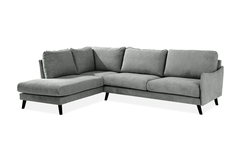 Trend Lyx 4-seters Venstrevendt L-formet Sjeselongsofa i Stoff - Grå - Møbler - Sofaer - Sofaer med sjeselong - 4 seters sofa med divan