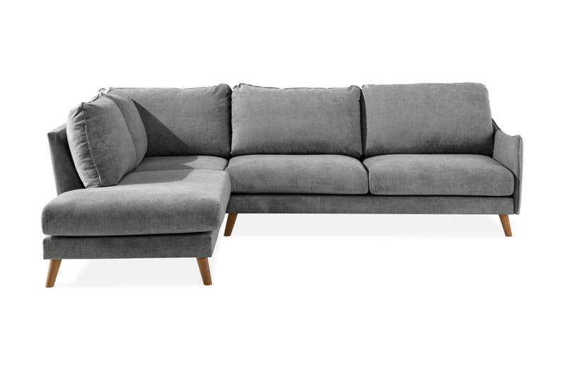 Trend Lyx 4-seters Venstrevendt L-formet Sjeselongsofa i Stoff - Grå - Møbler - Sofaer - Sofaer med sjeselong - 4 seters sofa med divan