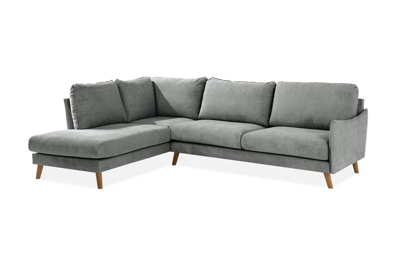 Trend Lyx 4-seters Venstrevendt L-formet Sjeselongsofa i Stoff - Grå - Møbler - Sofaer - Sofaer med sjeselong - 4 seters sofa med divan