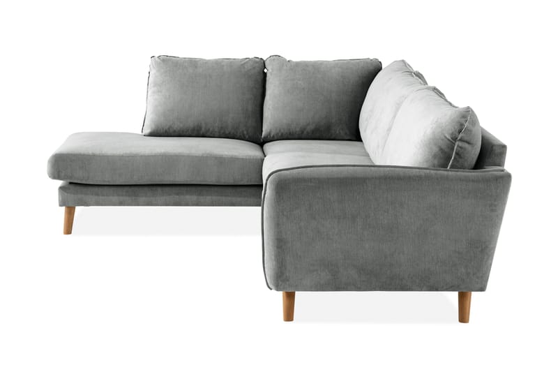 Trend Lyx 4-seters Venstrevendt L-formet Sjeselongsofa i Stoff - Grå - Møbler - Sofaer - Sofaer med sjeselong - 4 seters sofa med divan