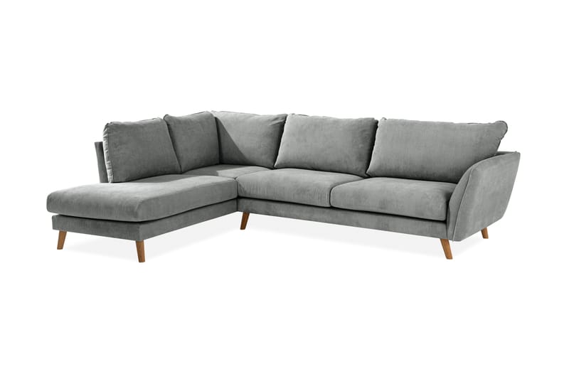 Trend Lyx 4-seters Venstrevendt L-formet Sjeselongsofa i Stoff - Grå - Møbler - Sofaer - Sofaer med sjeselong - 4 seters sofa med divan