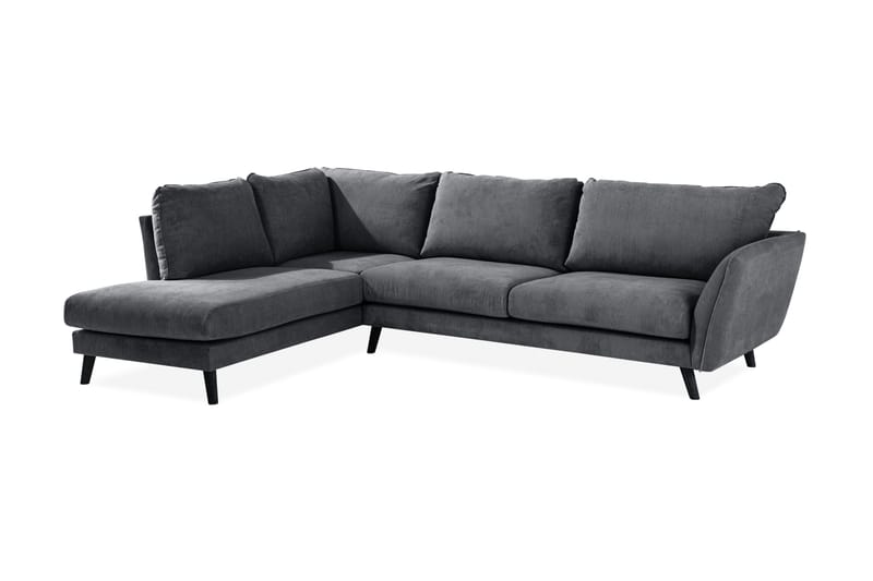 Trend Lyx 4-seters Venstrevendt L-formet Sjeselongsofa i Stoff - Mørk grå - Møbler - Sofaer - Sofaer med sjeselong - 4 seters sofa med divan