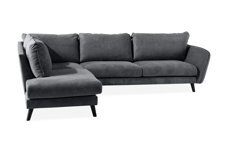 Trend Lyx 4-seters Venstrevendt L-formet Sjeselongsofa i Stoff - Mørk grå - Møbler - Sofaer - Sofaer med sjeselong - 4 seters sofa med divan