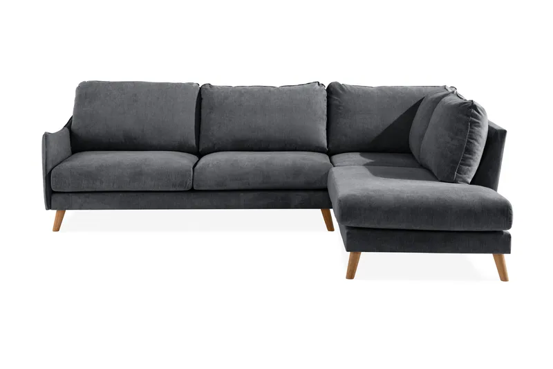 Trend Lyx Sjeselongsofa Høyre, Mørkegrå/Eik