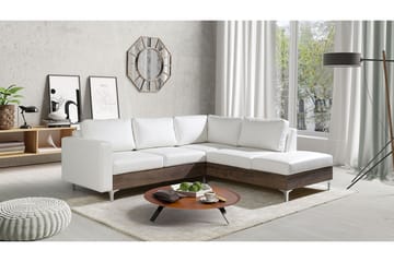 Truro Høyre L-formet Sofa med Sjeselong i Kunstlær med Treramme - Hvit - Møbler - Sofaer - Sofaer med sjeselong - 4 seters sofa med divan