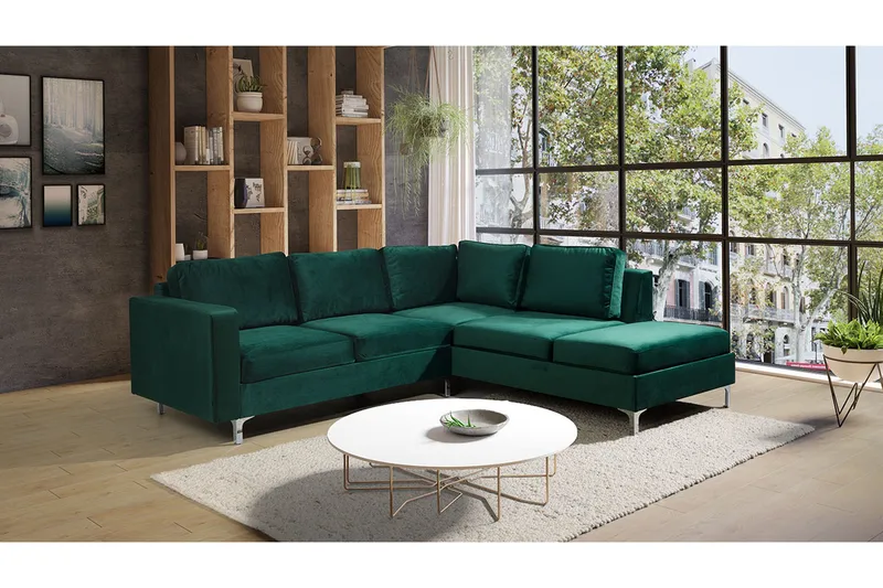 Truro Hjørnesofa Divan Høyre - Mørkegrønn - Møbler - Sofaer - Sofaer med sjeselong - 4 seters sofa med divan