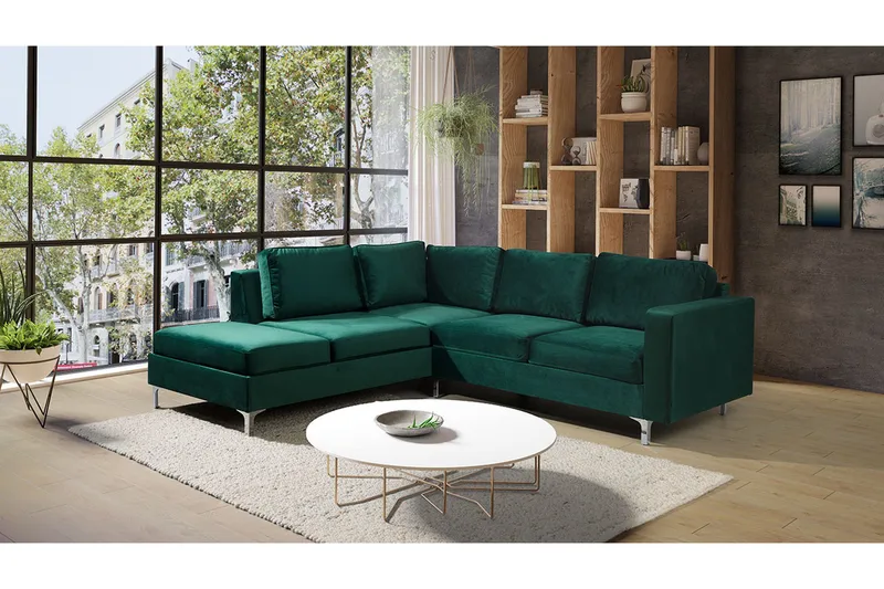 Truro Hjørnesofa Divan Venstre - Grønn - Møbler - Sofaer - Sofaer med sjeselong - 4 seters sofa med divan