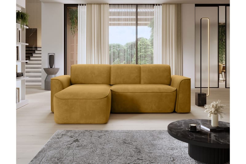 Ume 4-seters Sofa med Sjeselong - Gul - Møbler - Sofaer - Sofaer med sjeselong - 4 seters sofa med divan