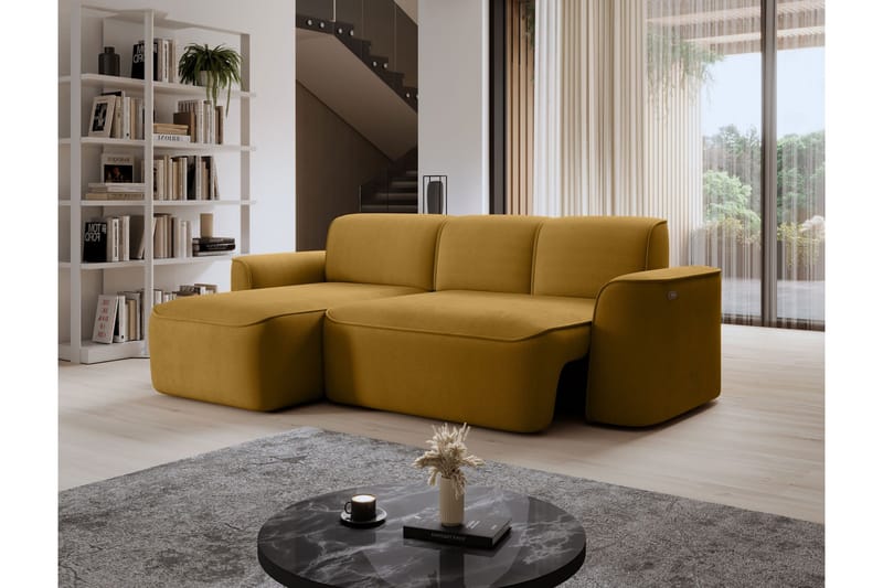 Ume 4-seters Sofa med Sjeselong - Gul - Møbler - Sofaer - Sofaer med sjeselong - 4 seters sofa med divan