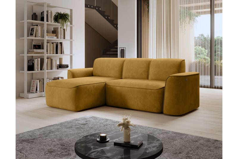 Ume 4-seters Sofa med Sjeselong - Gul - Møbler - Sofaer - Sofaer med sjeselong - 4 seters sofa med divan