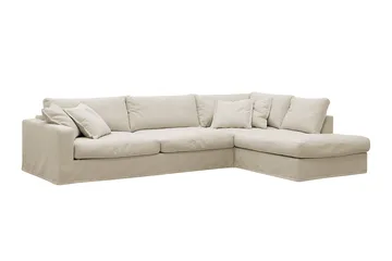 Valencia Ekstra dyp 4-seters sofa med sjeselong høyre - Beige - Møbler - Sofaer - Sofaer med sjeselong - 4 seters sofa med divan